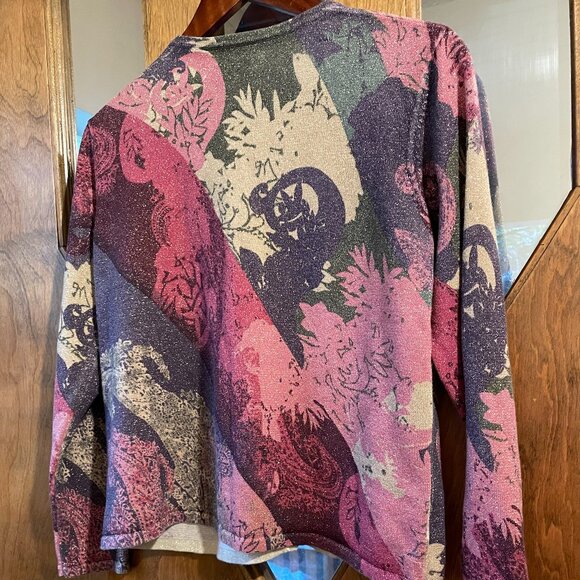 VINTAGE KORET Multicolor & Gold Weave Cardigan Sweater. Oh wow, is this pretty! - Picture 6 of 16